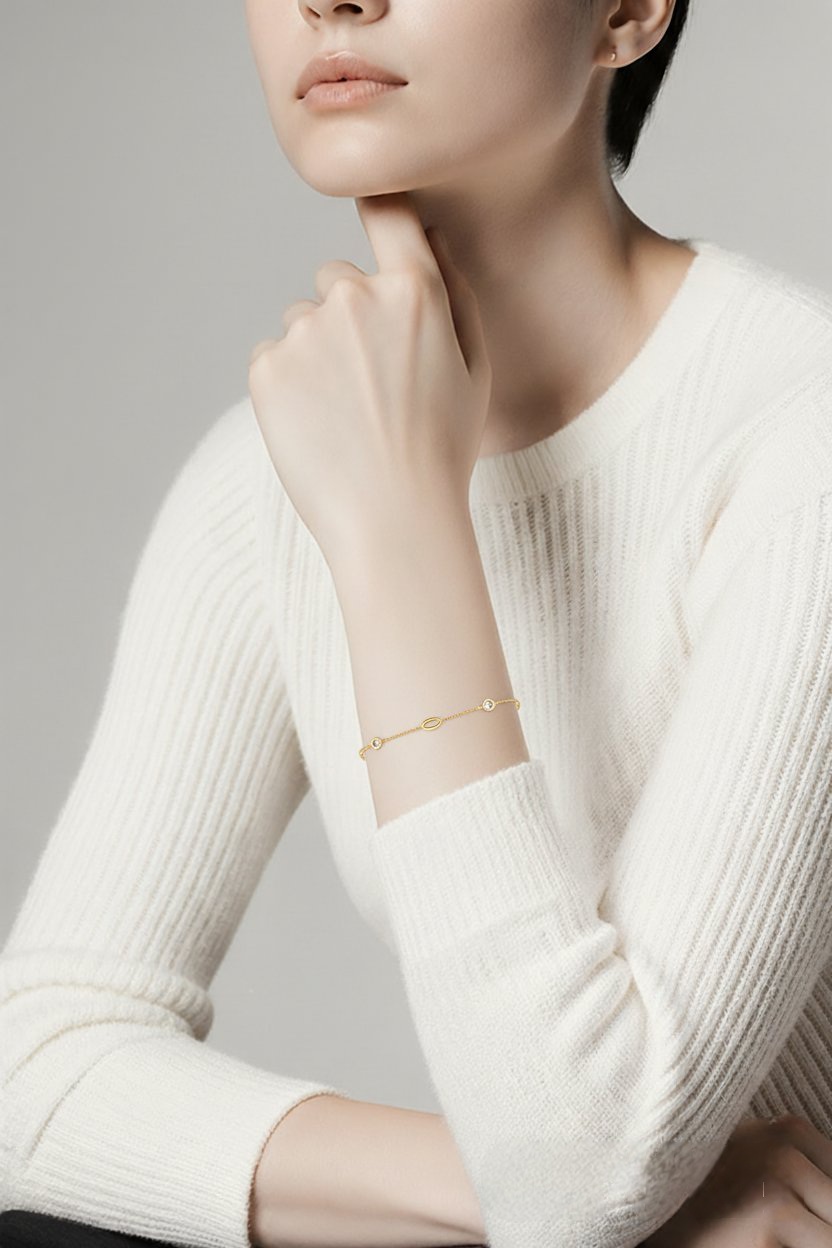 Χρυσό βραχιόλι 14 καράτια με λευκά ζιργκόν Κ14.21103 Χρυσό βραχιόλι 14 καράτια με λευκά ζιργκόν Κ14.21103