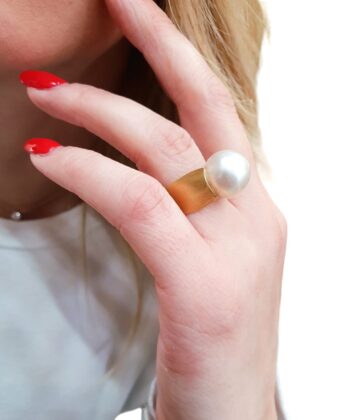 Χειροποίητο χρυσο δαχτυλίδι μαργαριτάρι Κ14.8048