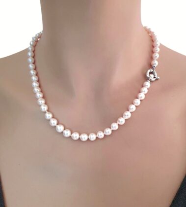 Κολιέ Μαργαριτάρια Λευκόχρυσο κλιπ 18κ M1800