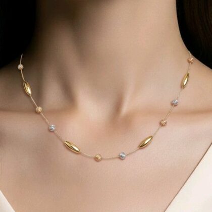 Χρυσό κολιέ 14Κ με ανάγλυφες μπίλιες K14.3808