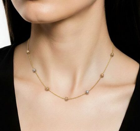 Χρυσό κολιέ 14Κ με ανάγλυφες μπίλιες K14.5828